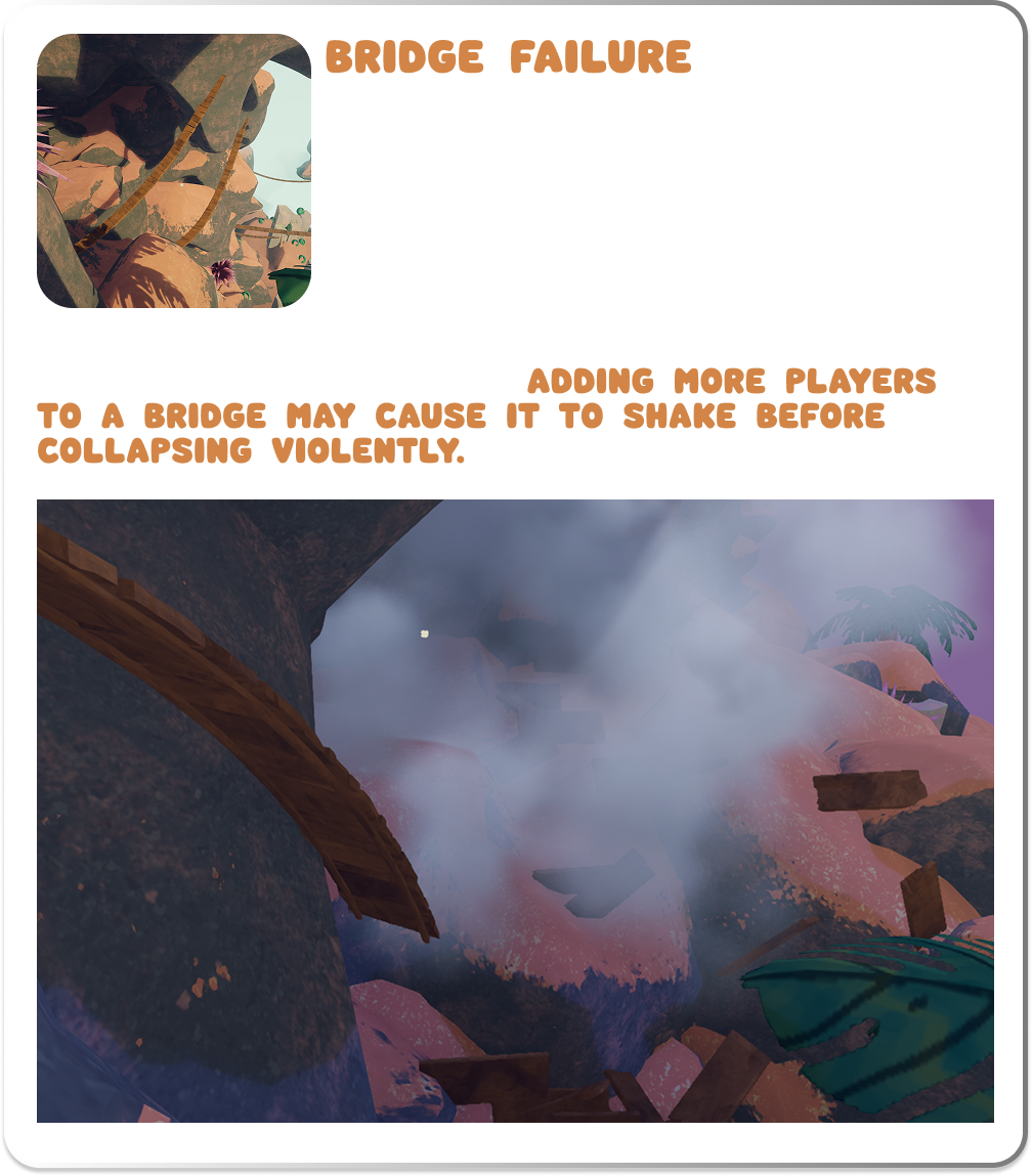 Bridge Failure - hazards in PEAK climbing game