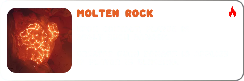 PEAK hazards: Molten Rock - uncommon rarity hazards item PEAK hazards: Molten Rock - uncommon rarity hazards item